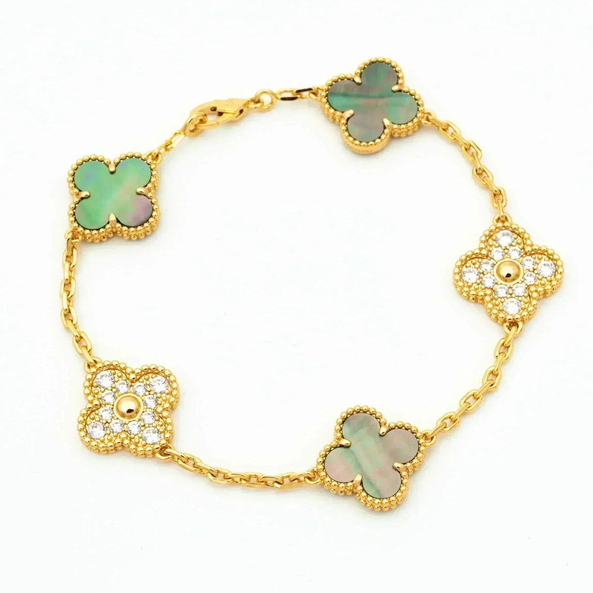 [⭐Luxery] CLOVER 5 MOTIF GRAY MOP BRACELET COLLECTION
