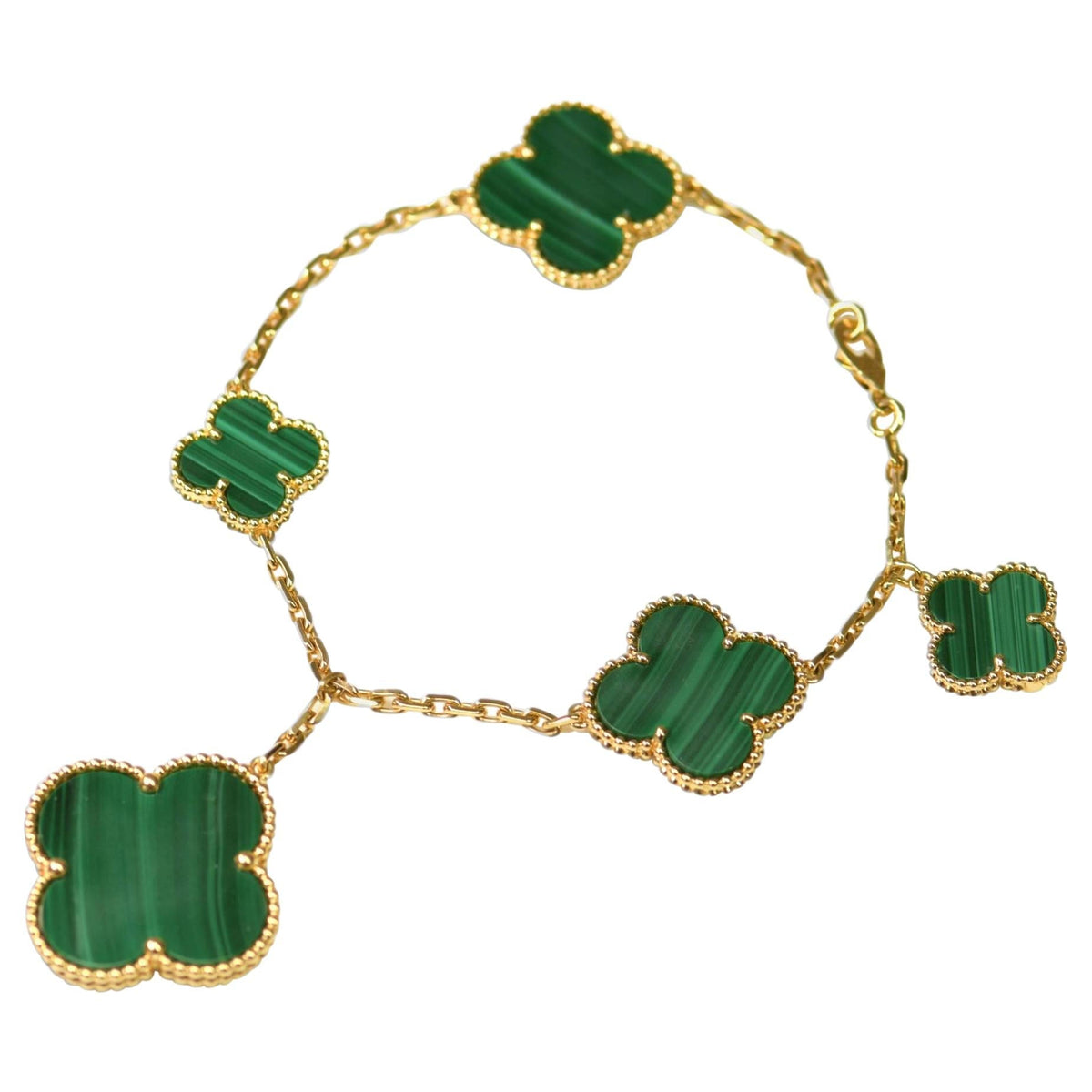 [⭐Luxery]MAGIC CLOVER MALACHITE GOLD BRACELET 5 MOTIFS