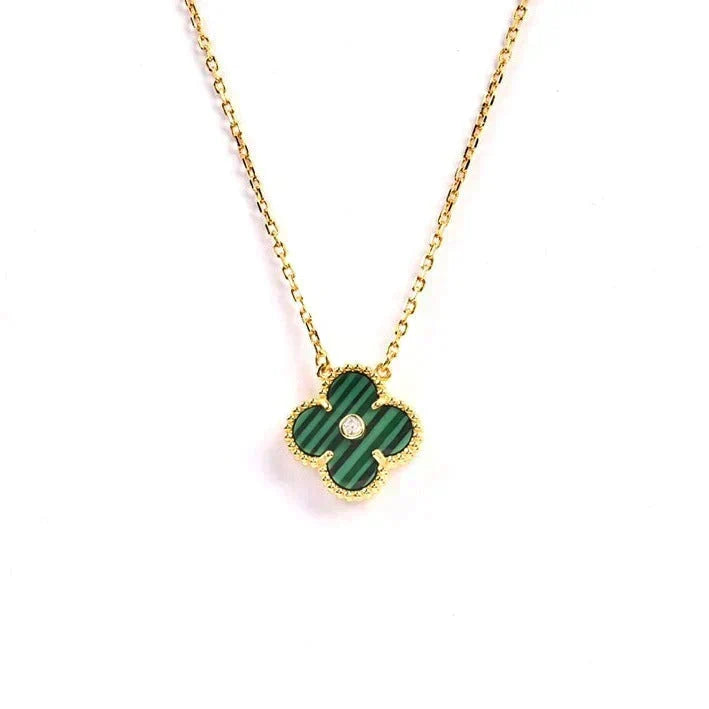 [⭐Luxery]CLOVER 15MM DIAMOND TURQUOISE NECKLACE