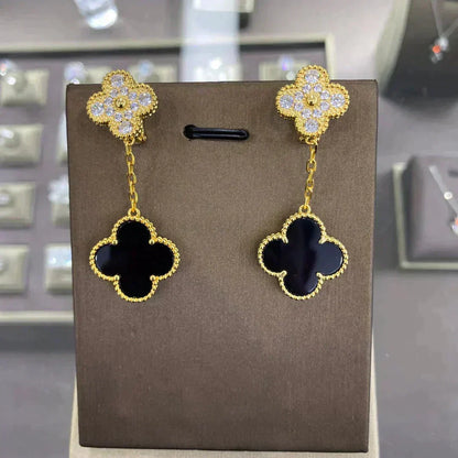 [⭐Luxery]CLOVER  2 MOTIFS  DIAMOND  EARRINGS (MULTIPLE CHOICESç´