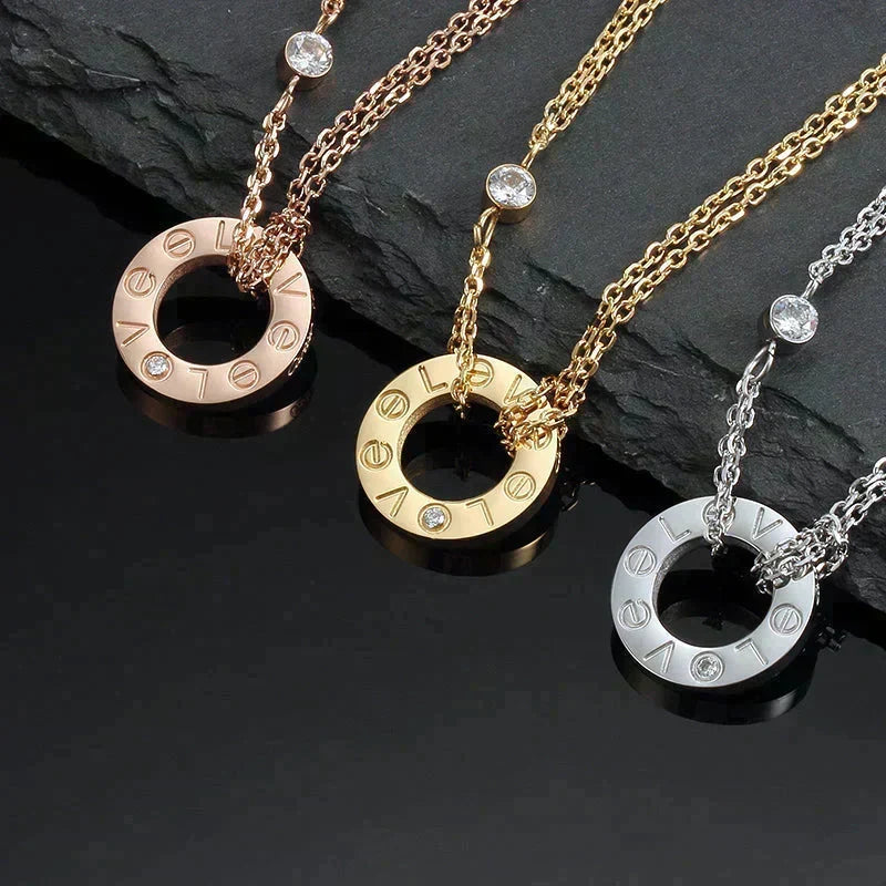 [⭐Luxery]LOVE NECKLACE 16MM 2 DIAMONDS