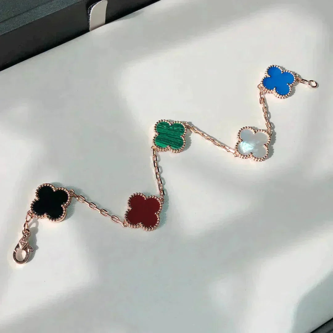 [⭐Luxery]CLOVER 5 MOTIFS MULTICOLOR BRACELET