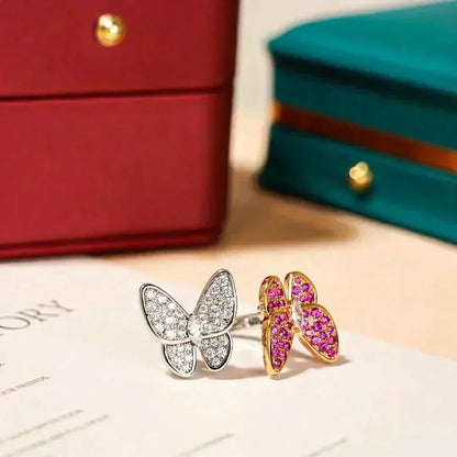 [⭐Luxery]TWIN BUTTERFLY DIAMOND RING