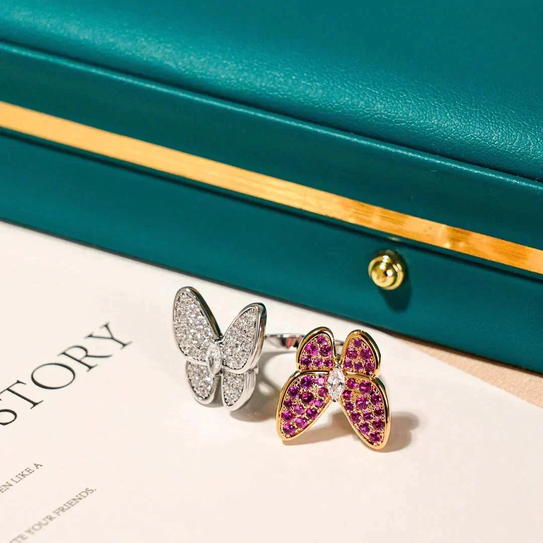 [⭐Luxery]TWIN BUTTERFLY DIAMOND RING