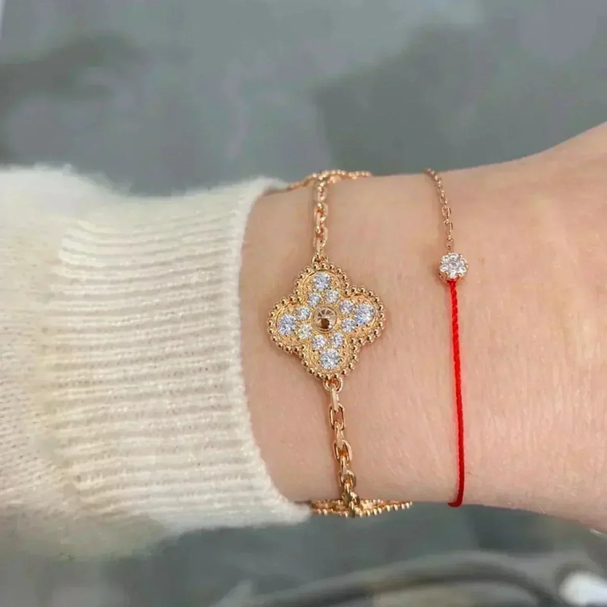 [⭐Luxery] CLOVER 5 MOTIF FULL DIAMOND BRACELET COLLECTION