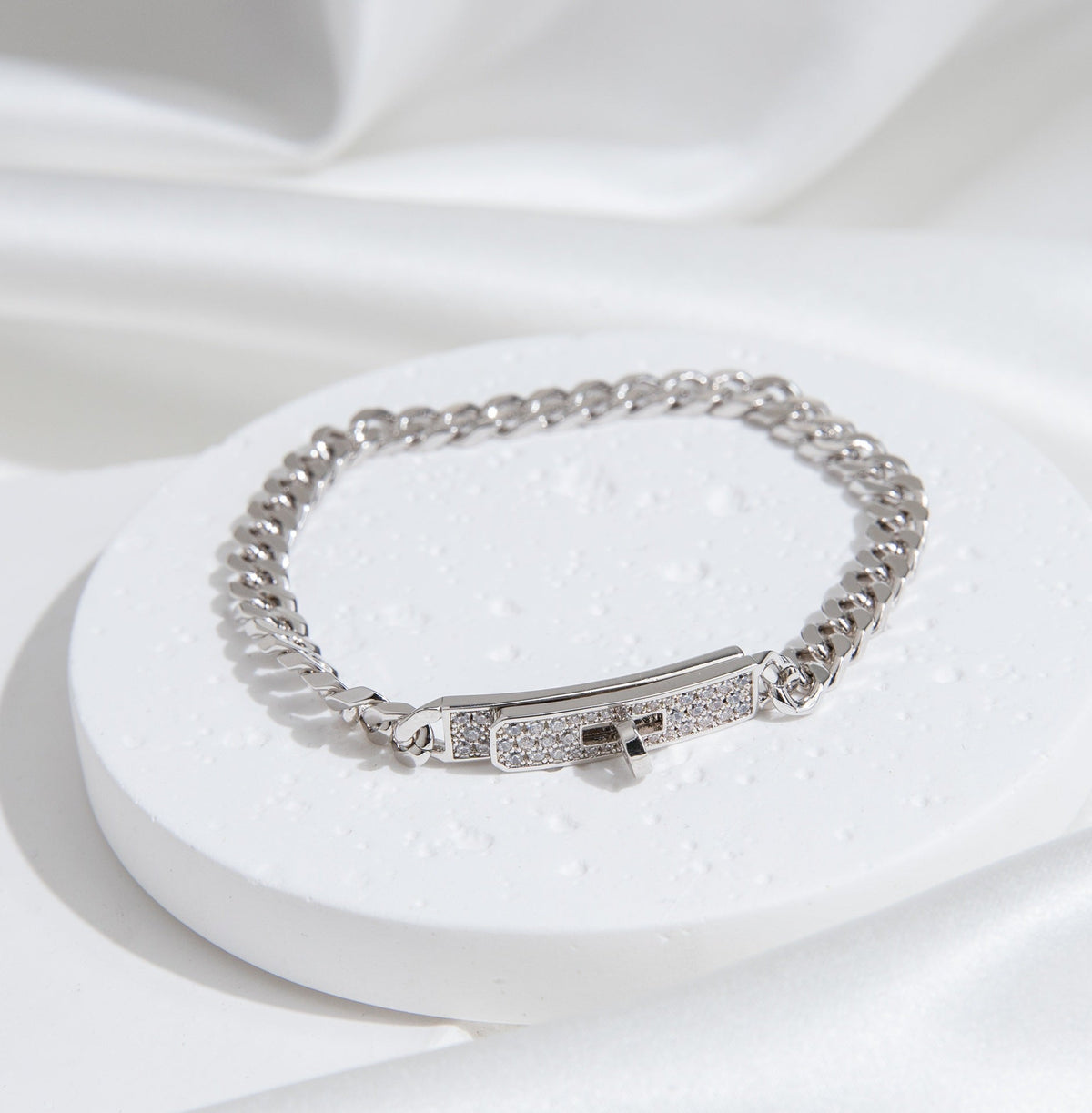 [⭐Luxery]KELLY CHAIN SILVER DIAMOND BRACELET
