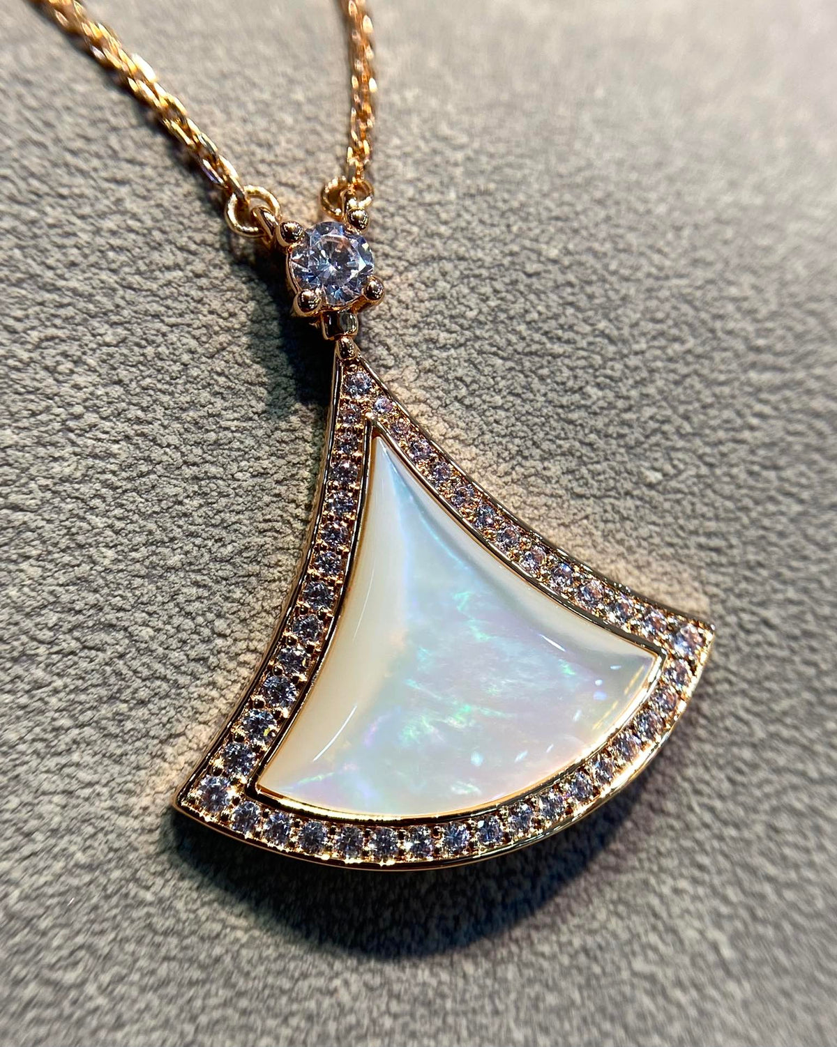 [⭐Luxery]DREAM MOP DIAMOND PAVED PINK GOLD NECKLACE
