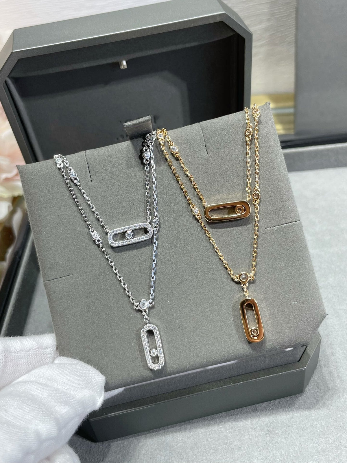 [⭐Luxery]MOVE 2 ROW DIAMOND NECKLACE