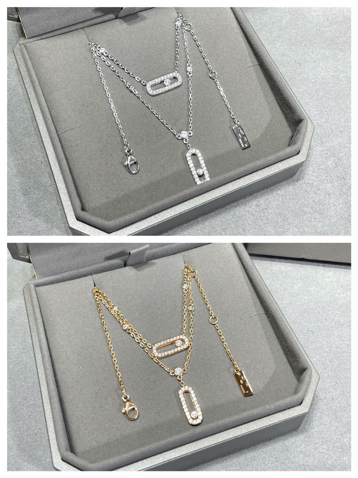 [⭐Luxery]MOVE 2 ROW DIAMOND NECKLACE