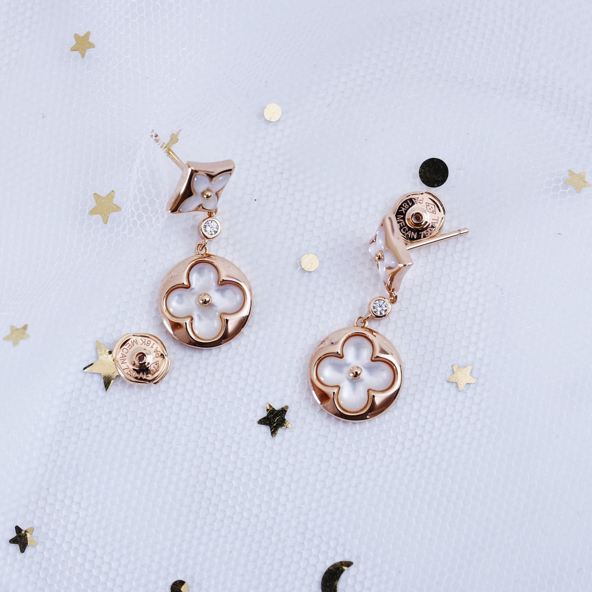 [⭐Luxery]STAR AND SUN PINK GOLD MOP DROP EARRINGS