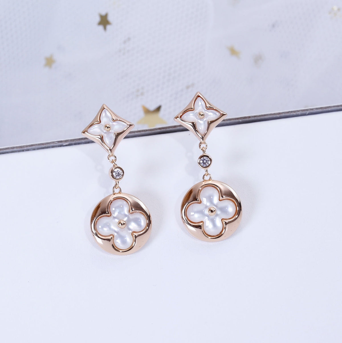 [⭐Luxery]STAR AND SUN PINK GOLD MOP DROP EARRINGS