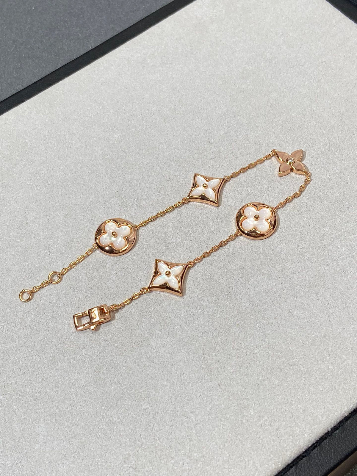 [⭐Luxery]STAR AND SUN 5 MOTIF MOP PINK GOLD BRACELET