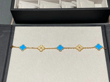 [⭐Luxery] CLOVER 5 MOTIF BLUE AGATE BRACELET COLLECTION
