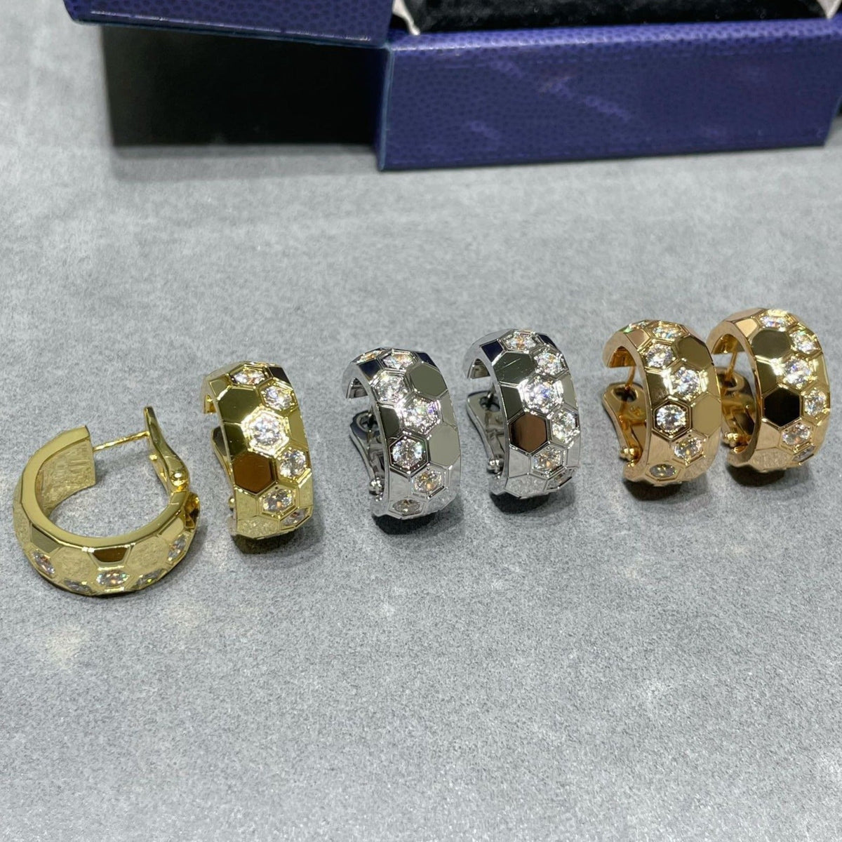 [⭐Luxery]BEE LOVE DIAMOND HOOP EARRINGS