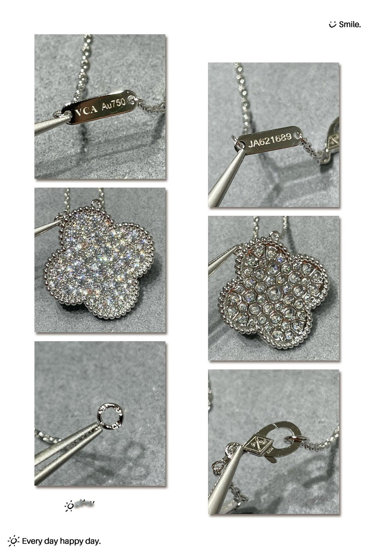 [⭐Luxery]CLOVER 25MM LARGE PENDANT DIAMOND PAVED SILVER NECKLACE