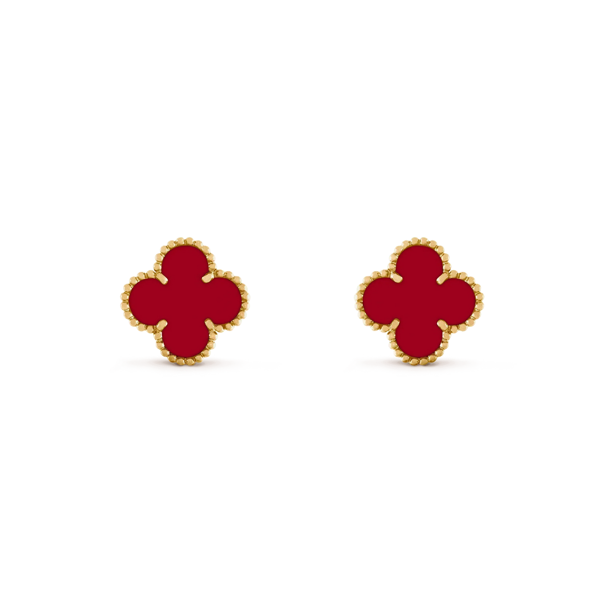 [⭐Luxery]CLOVER MEDIUM 1 MOTIFS CARNELIAN  EARRINGS