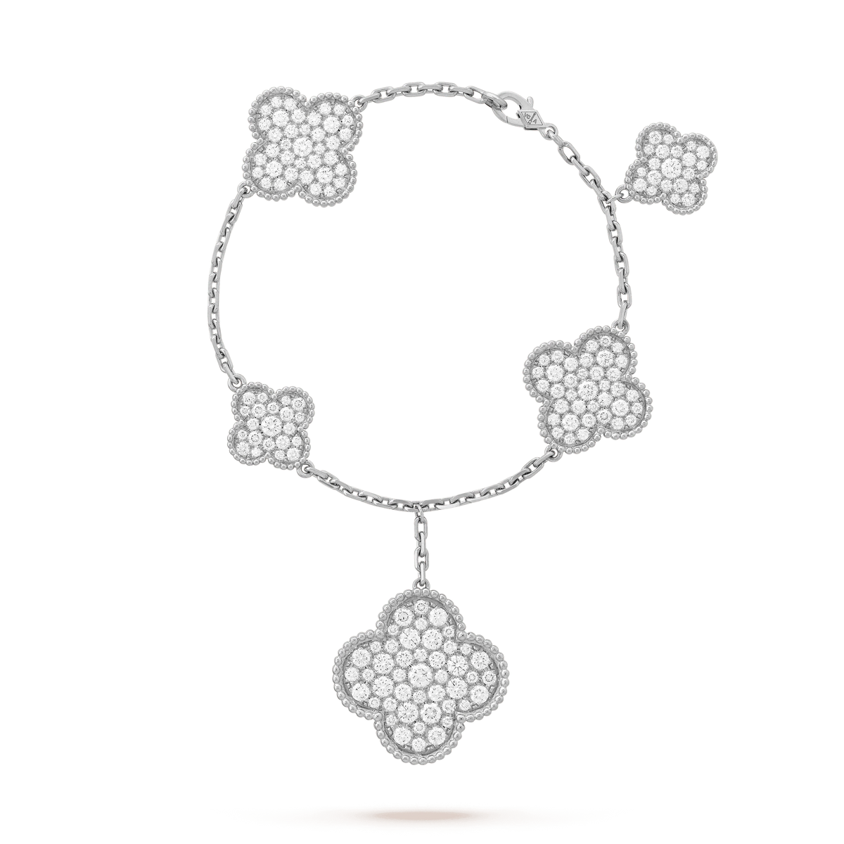 [⭐Luxery]CLOVER 6 MOTIFS SILVER DIAMOND BRACELET