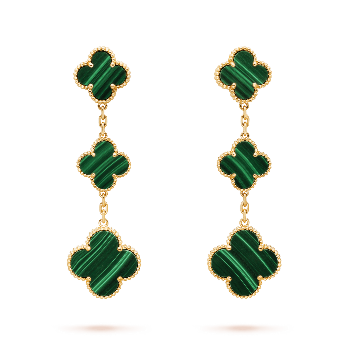 [⭐Luxery]CLOVER MALACHITE 3 MOTIFS GOLD