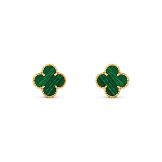 [⭐Luxery]CLOVER MEDIUM 1 MOTIFS MALACHITE  EARRINGS