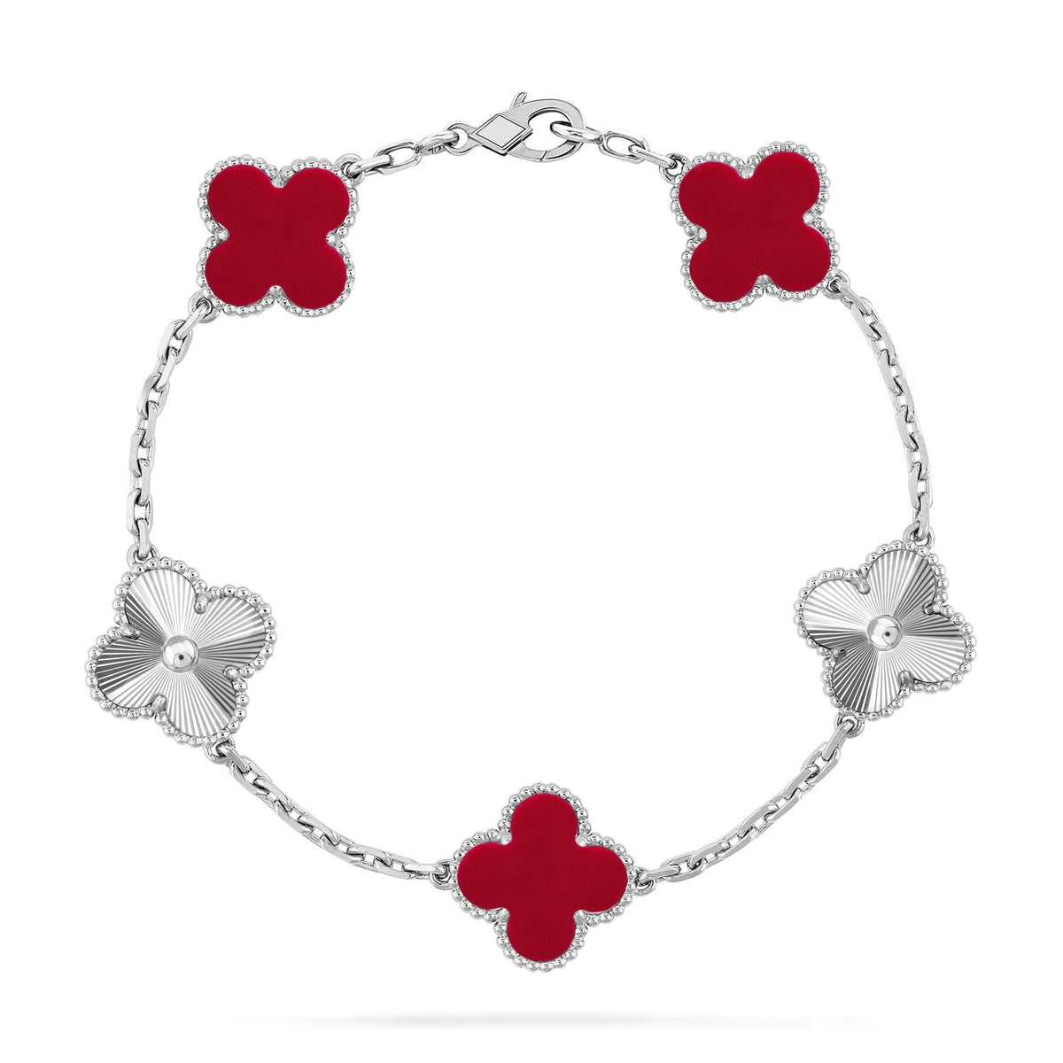 [⭐Luxery] CLOVER 5 MOTIF RED CORNELIAN BRACELET COLLECTION