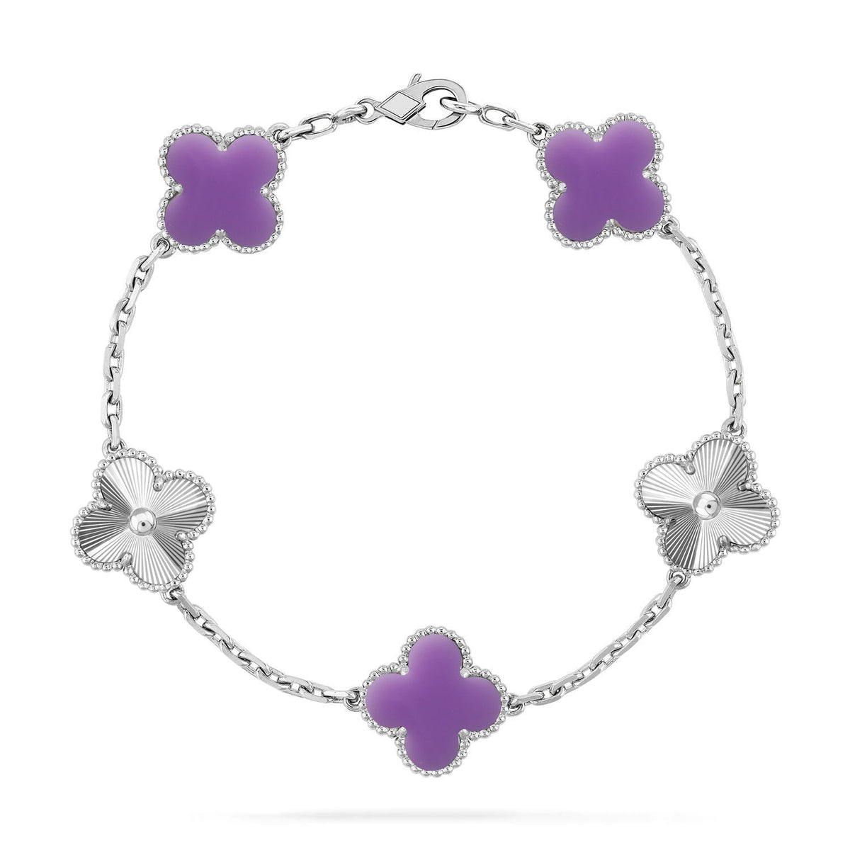 [⭐Luxery]CLOVER 5 MOTIF LIGHT PURPLE BRACELET COLLECTION