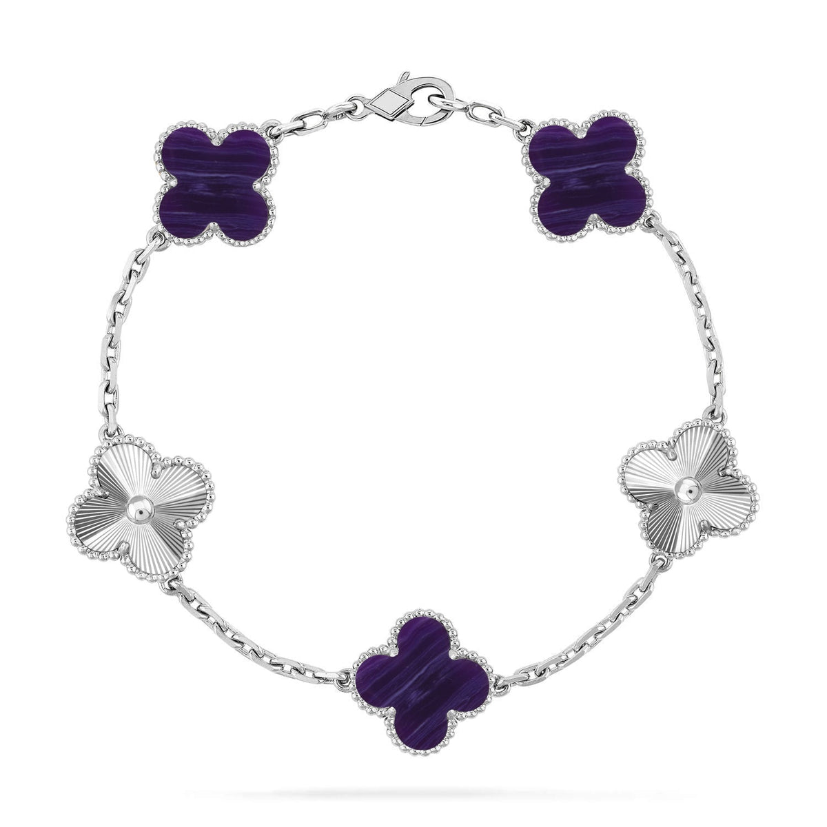 [⭐Luxery]CLOVER 5 MOTIF PURPLE STRIPES BRACELET COLLECTION