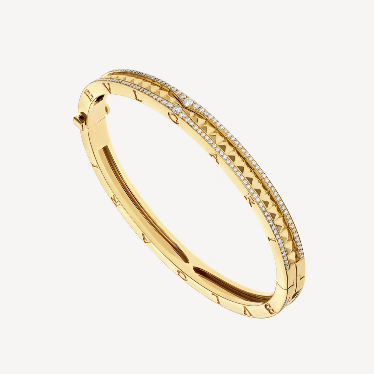 [⭐Luxery]ZERO 1 SPIRAL AND PAVED DIAMOND GOLD BRACELET
