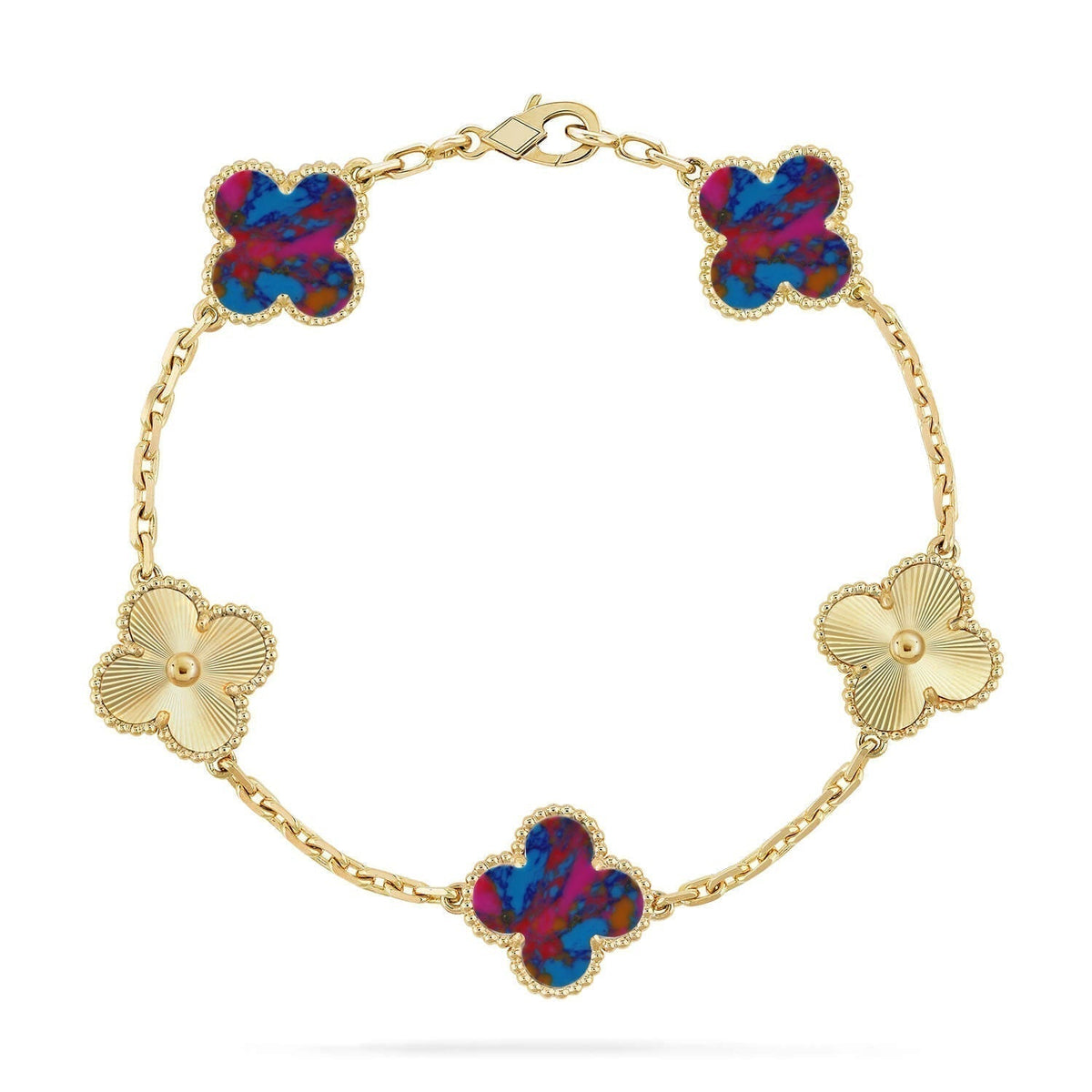 [⭐Luxery]CLOVER 5 MOTIF COLOR GEMSTONES BRACELET COLLECTION