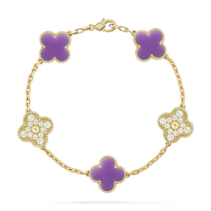 [⭐Luxery]CLOVER 5 MOTIF LIGHT PURPLE BRACELET COLLECTION