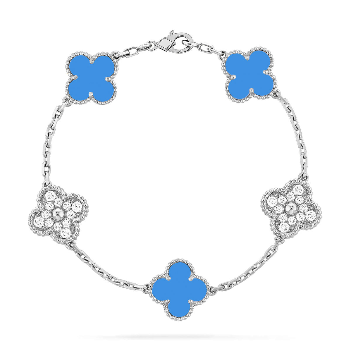 [⭐Luxery] CLOVER 5 MOTIF BLUE AGATE BRACELET COLLECTION