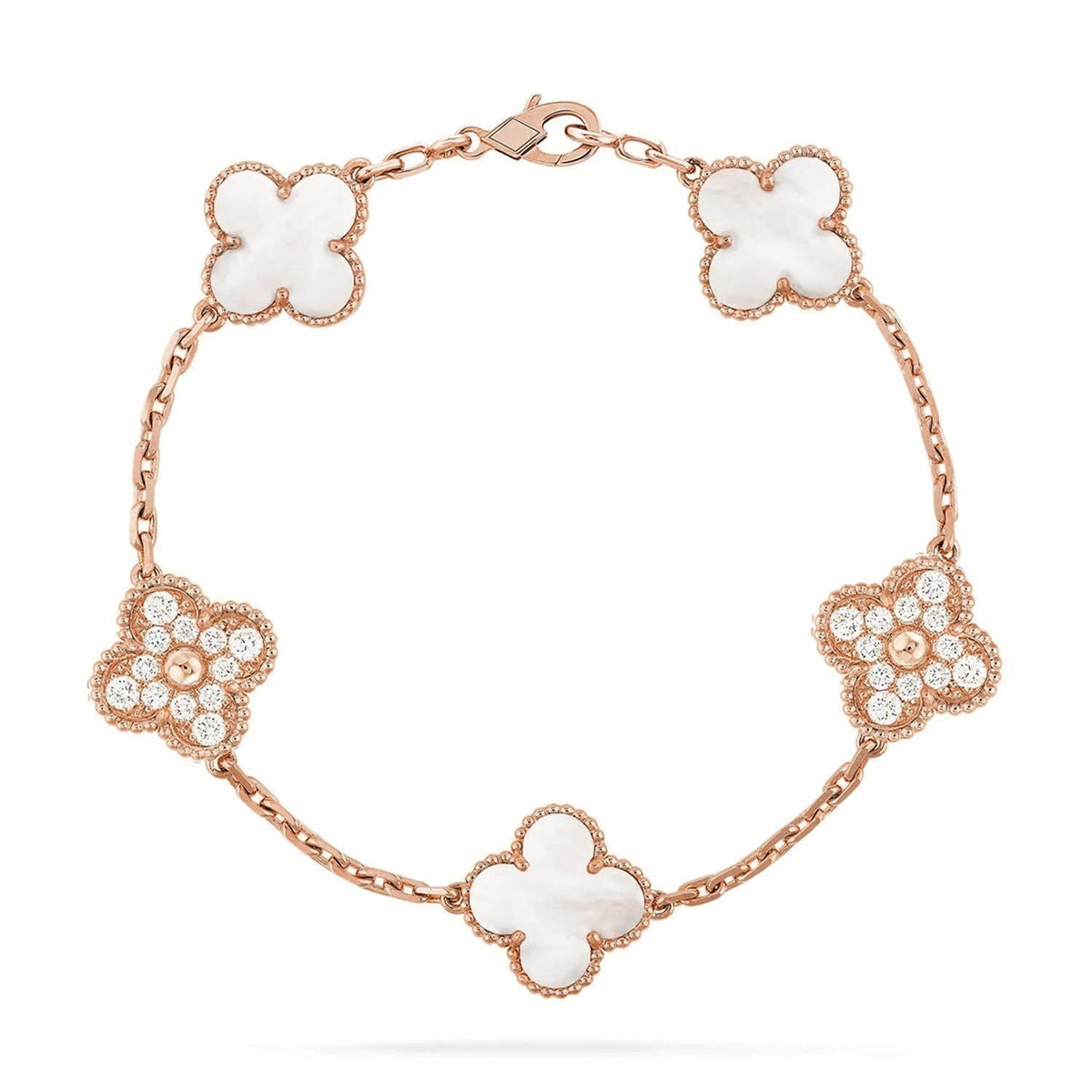[⭐Luxery]CLOVER WHITE PEARL MOP 5 MOTIF BRACELET COLLECTION