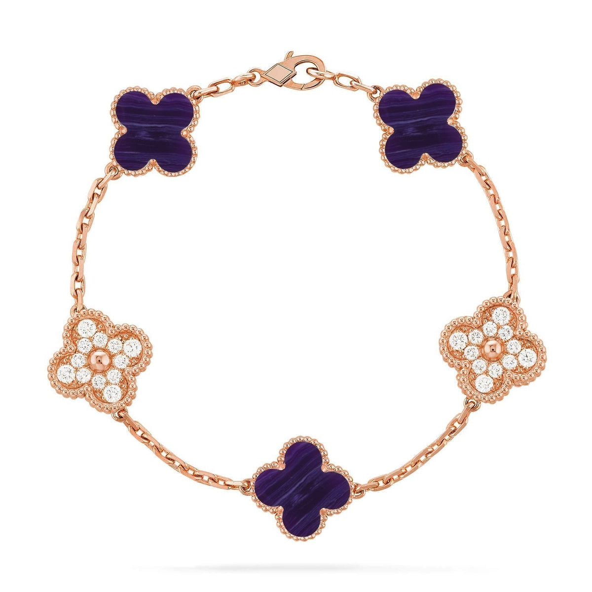 [⭐Luxery]CLOVER 5 MOTIF PURPLE STRIPES BRACELET COLLECTION