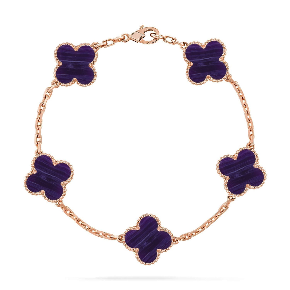 [⭐Luxery]CLOVER 5 MOTIF PURPLE STRIPES BRACELET COLLECTION