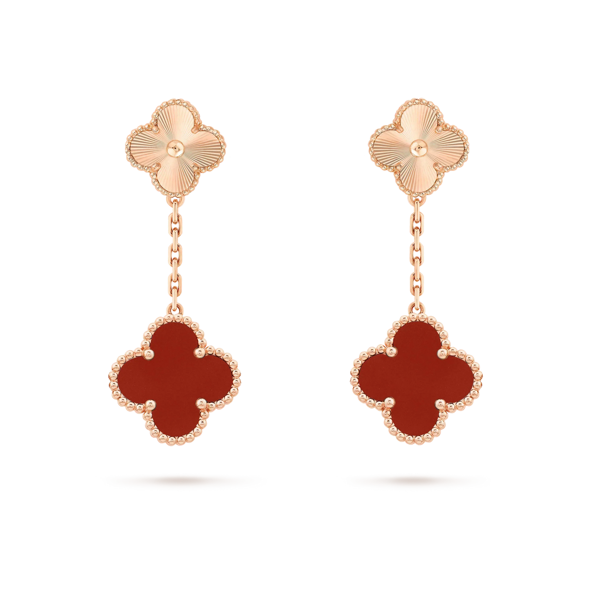 [⭐Luxery]CLOVER 2 MOTIF  LASER CARNELIAN EARRINGS