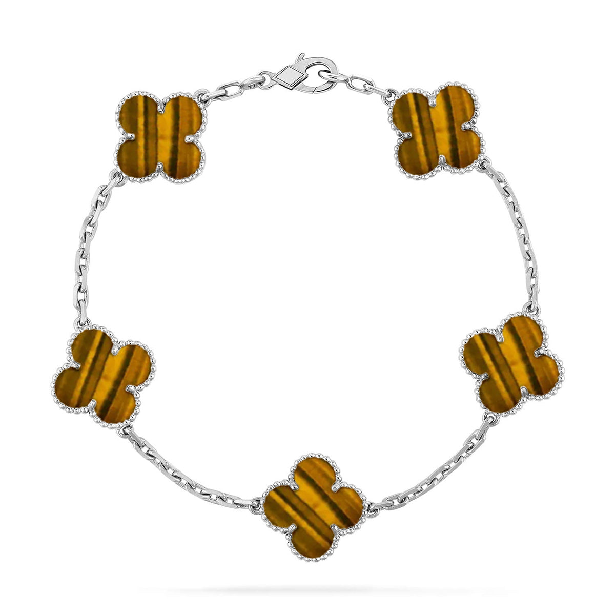 [⭐Luxery] CLOVER 5 MOTIFS TIGER EYE BRACELET COLLECTION