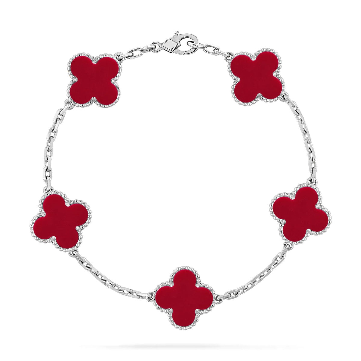 [⭐Luxery] CLOVER 5 MOTIF RED CORNELIAN BRACELET COLLECTION