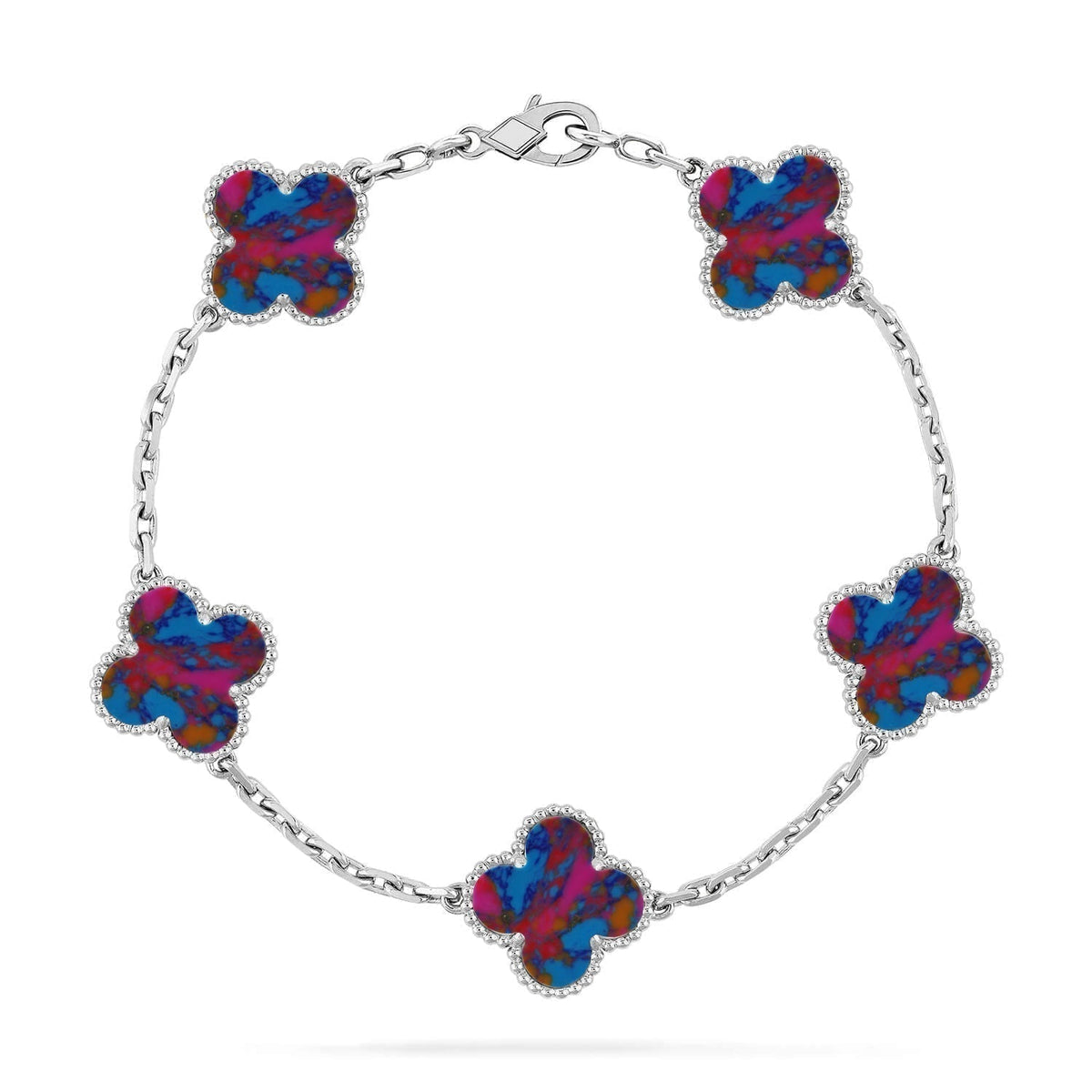 [⭐Luxery]CLOVER 5 MOTIF COLOR GEMSTONES BRACELET COLLECTION