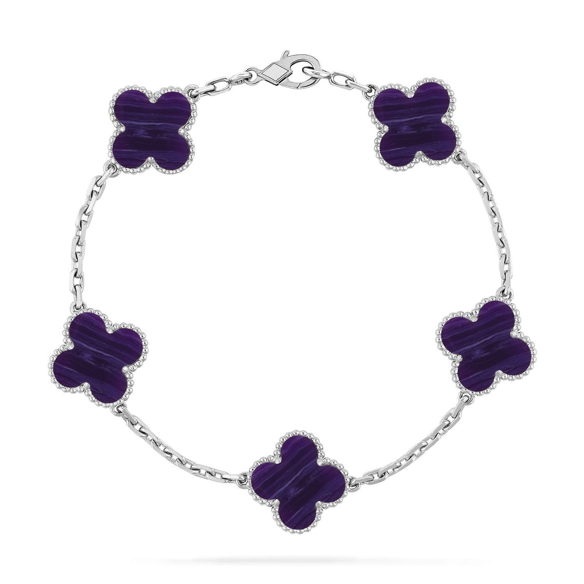 [⭐Luxery]CLOVER 5 MOTIF PURPLE STRIPES BRACELET COLLECTION