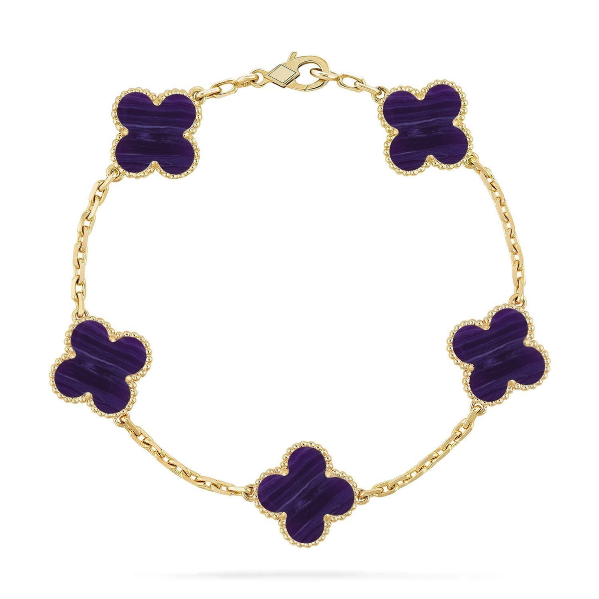 [⭐Luxery]CLOVER 5 MOTIF PURPLE STRIPES BRACELET COLLECTION
