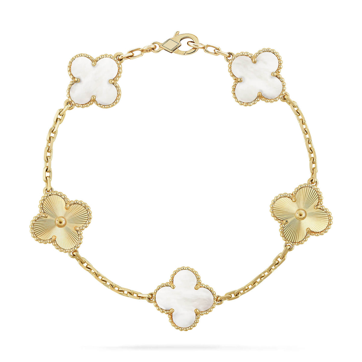 [⭐Luxery]CLOVER WHITE PEARL MOP 5 MOTIF BRACELET COLLECTION