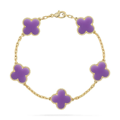 [⭐Luxery]CLOVER 5 MOTIF LIGHT PURPLE BRACELET COLLECTION