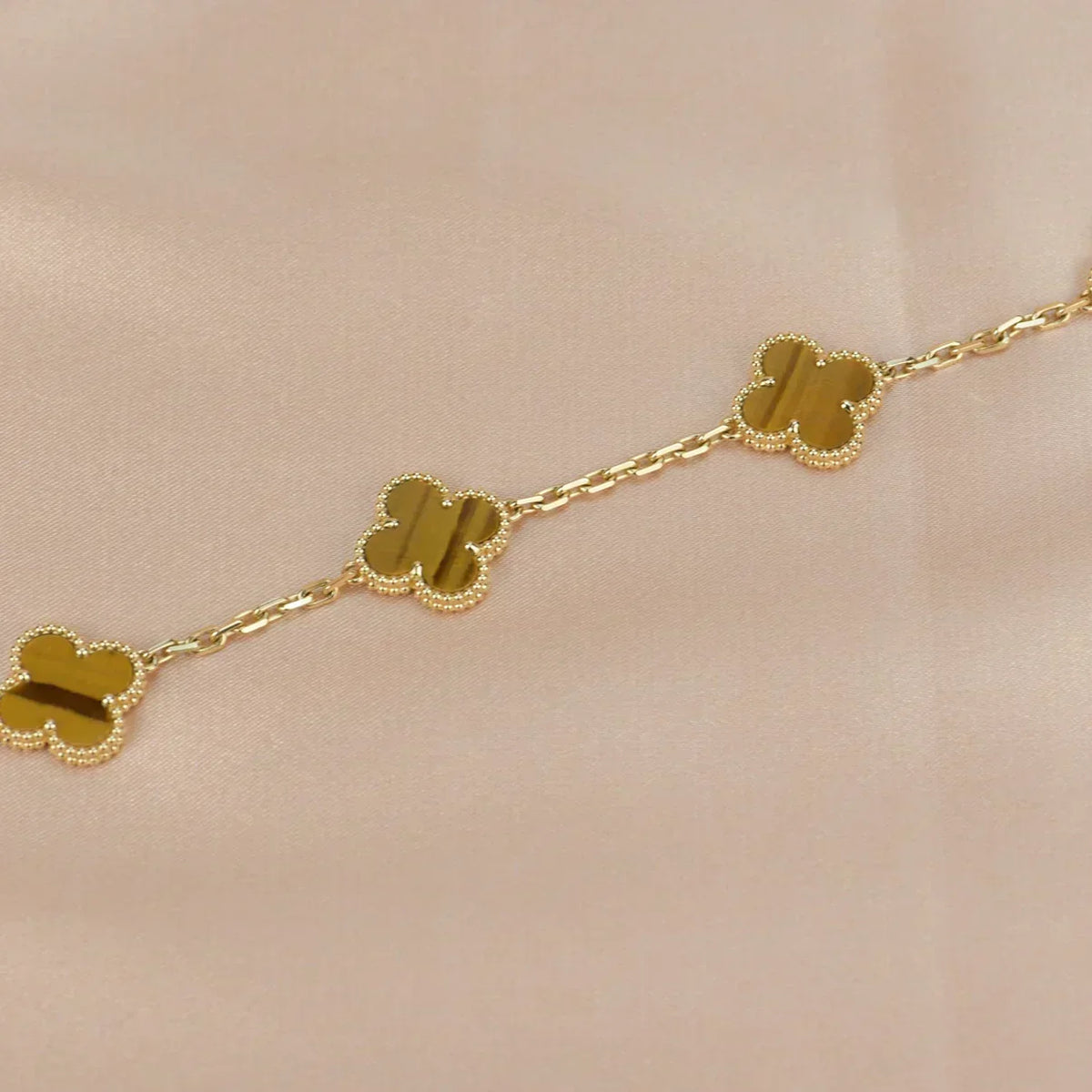 [⭐Luxery] CLOVER 5 MOTIFS TIGER EYE BRACELET COLLECTION