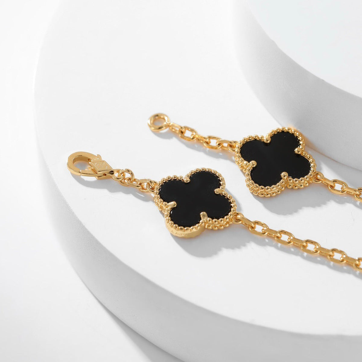 [⭐Luxery]CLOVER 10 MOTIFS ONYX NECKLACE