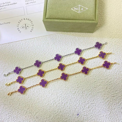 [⭐Luxery] CLOVER 5 MOTIF VIOLET BRACELET COLLECTION