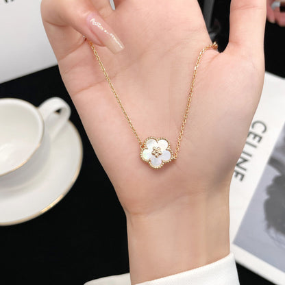 [⭐Luxery]LUCKY  WHITE MOP  PLUM BLOSSOM NECKLACE