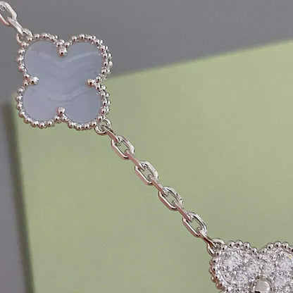 [⭐Luxery] CLOVER 5 MOTIF PURPLE CHALCEDONY BRACELET COLLECTION