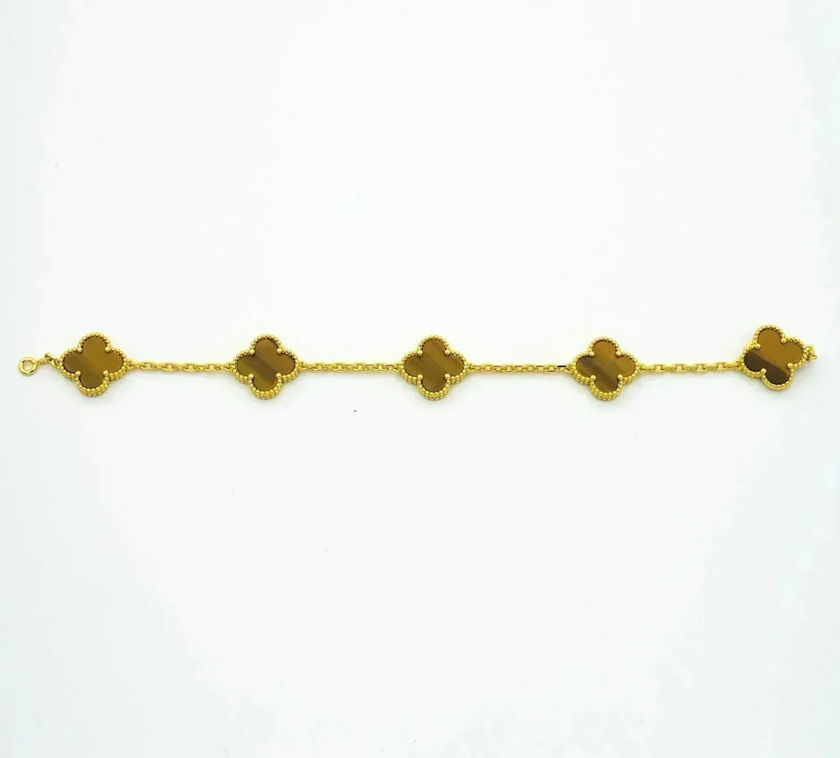 [⭐Luxery] CLOVER 5 MOTIFS TIGER EYE BRACELET COLLECTION