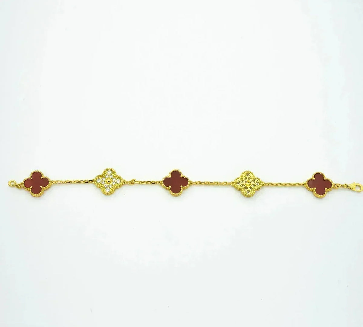 [⭐Luxery] CLOVER 5 MOTIF RED CORNELIAN BRACELET COLLECTION