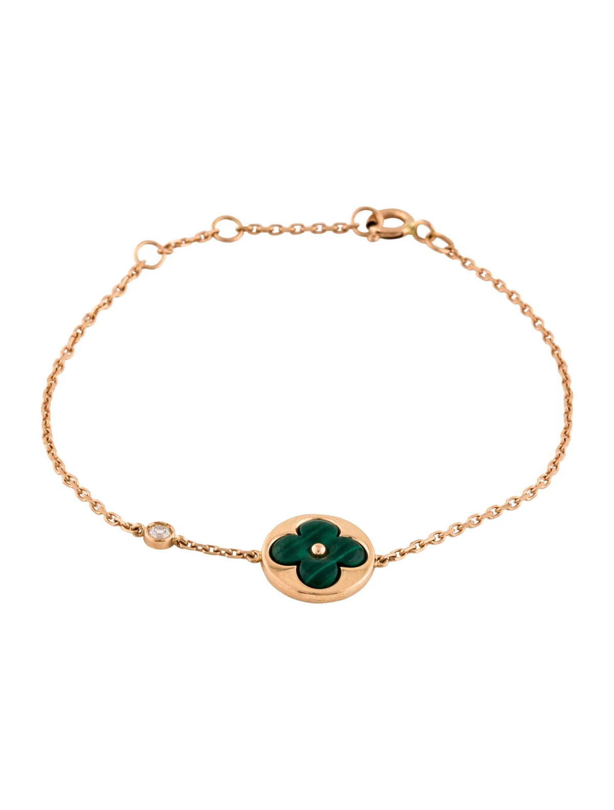 [⭐Luxery]SUN MALACHITE 1 DIAMOND PINK GOLD BRACELET