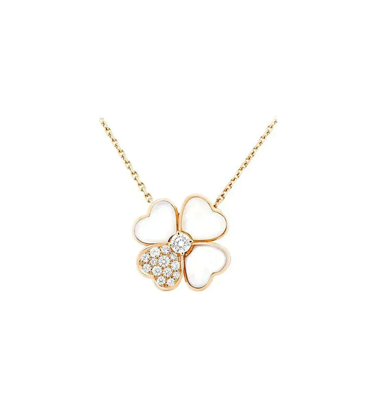 [⭐Luxery]CLOVER MOP DIAMOND ROSE GOLD NECKLACE